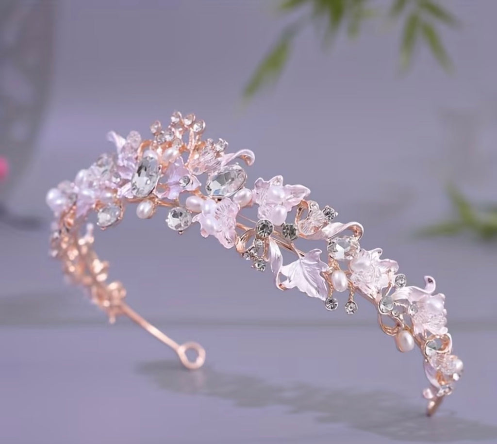 Rose Gold & Pearls Crown