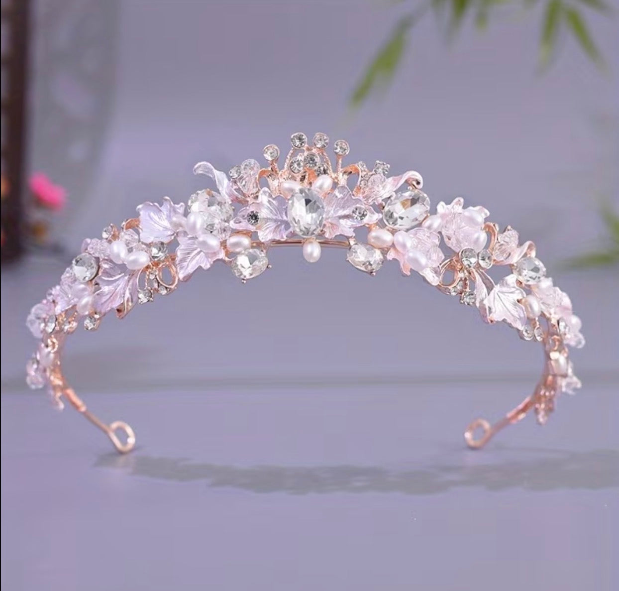 Rose Gold & Pearls Crown