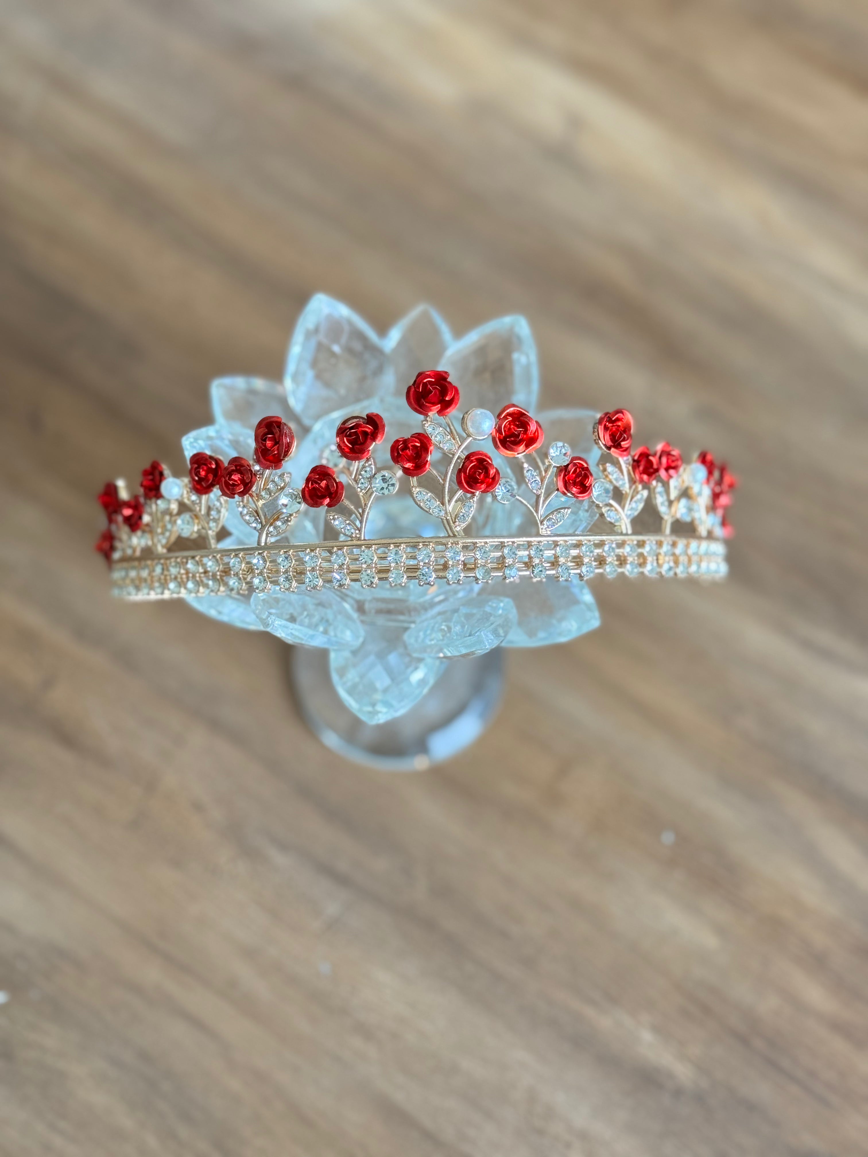 Red Roses in Bloom Crown