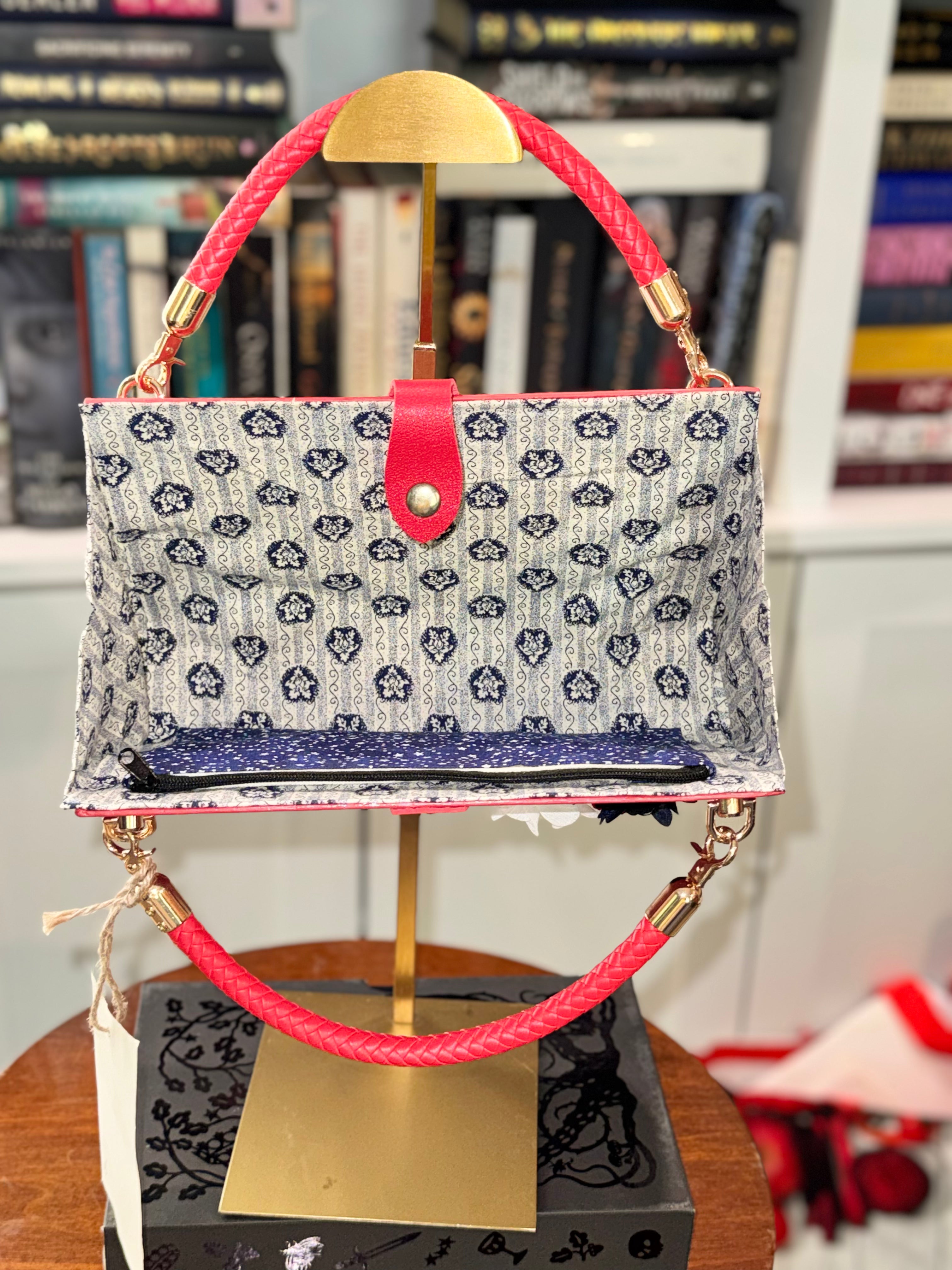 Red, White, and Blue  - Authentic Upcycled Hardcover Handbag