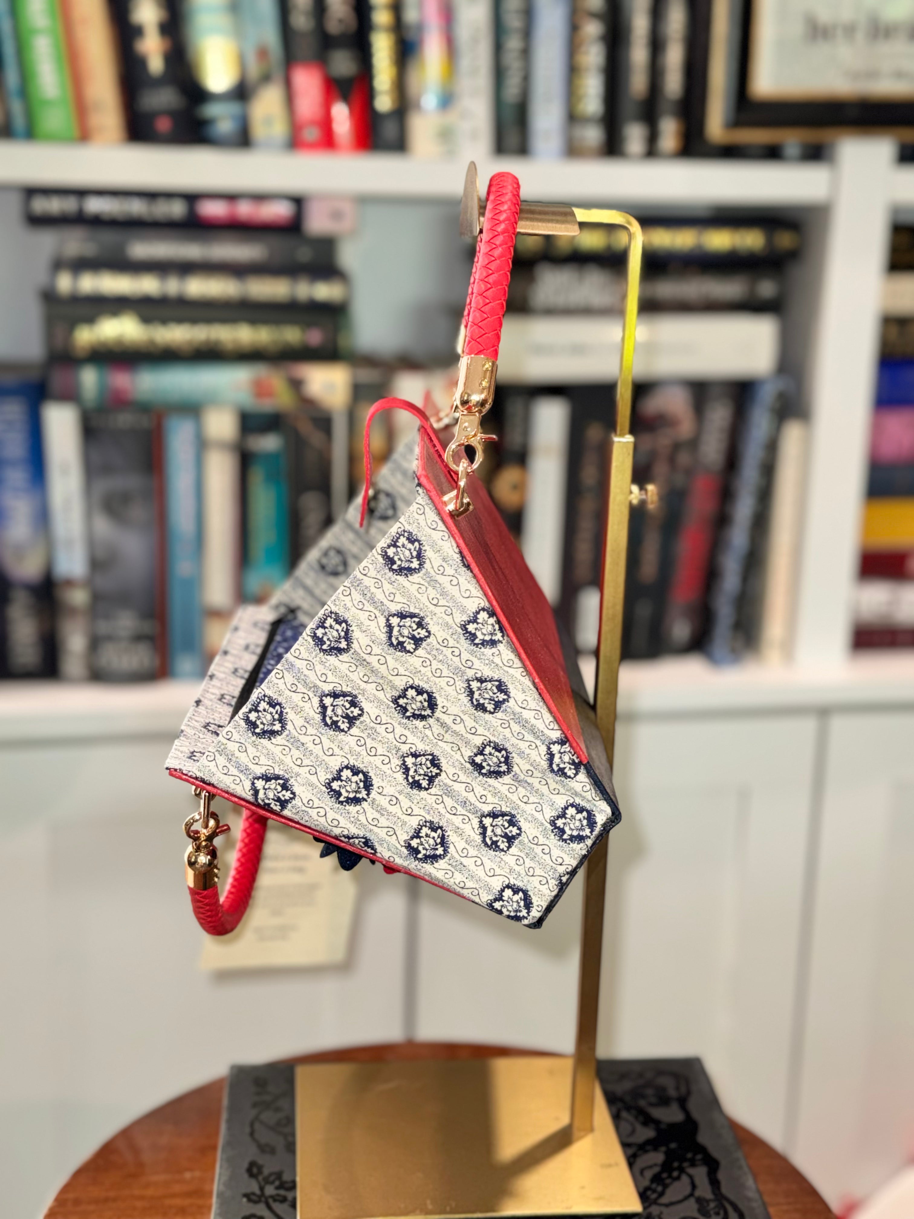 Red, White, and Blue  - Authentic Upcycled Hardcover Handbag