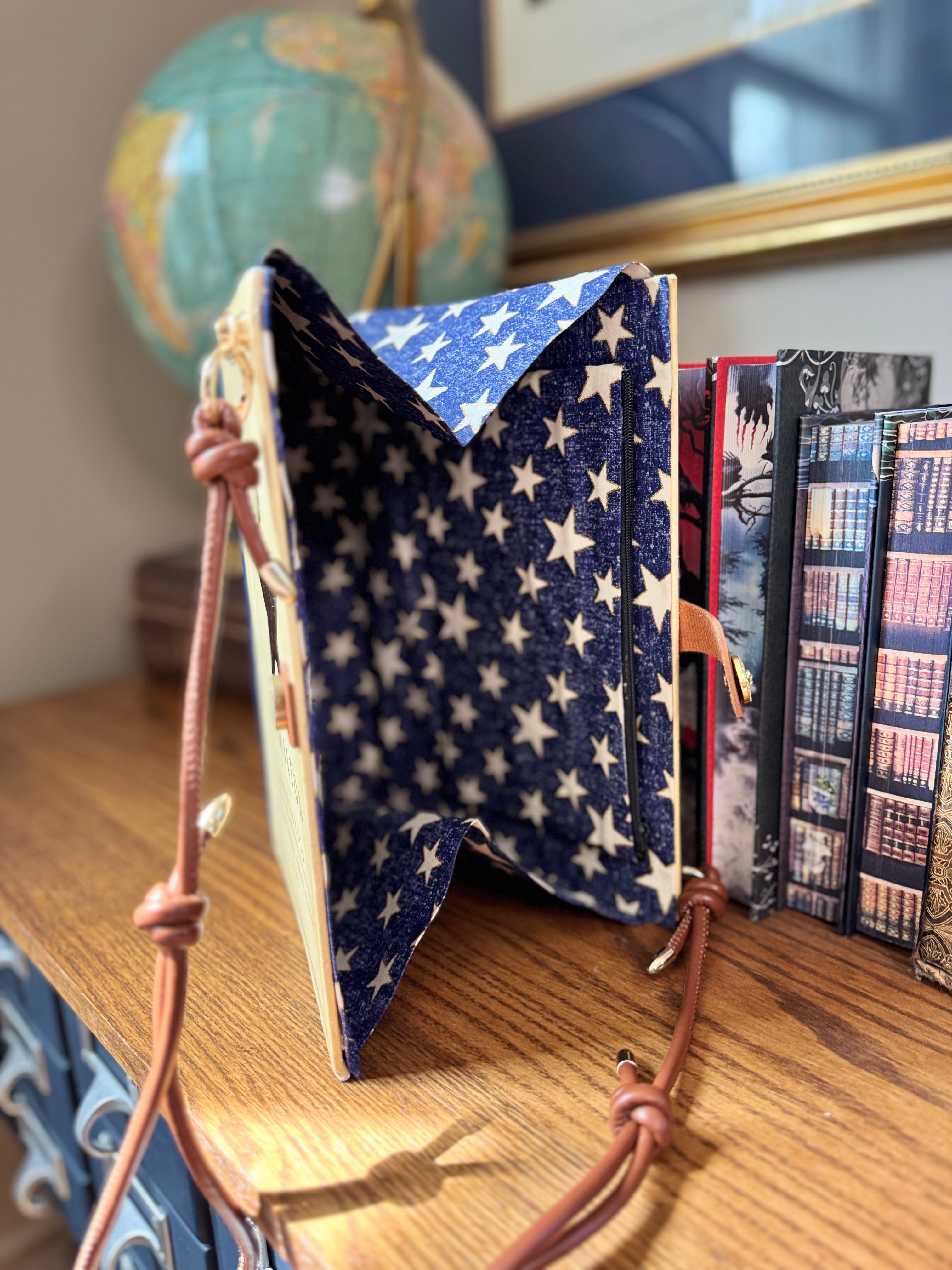 Hamilton Cross Body- Upcycled Hardcover Handbag in Blue