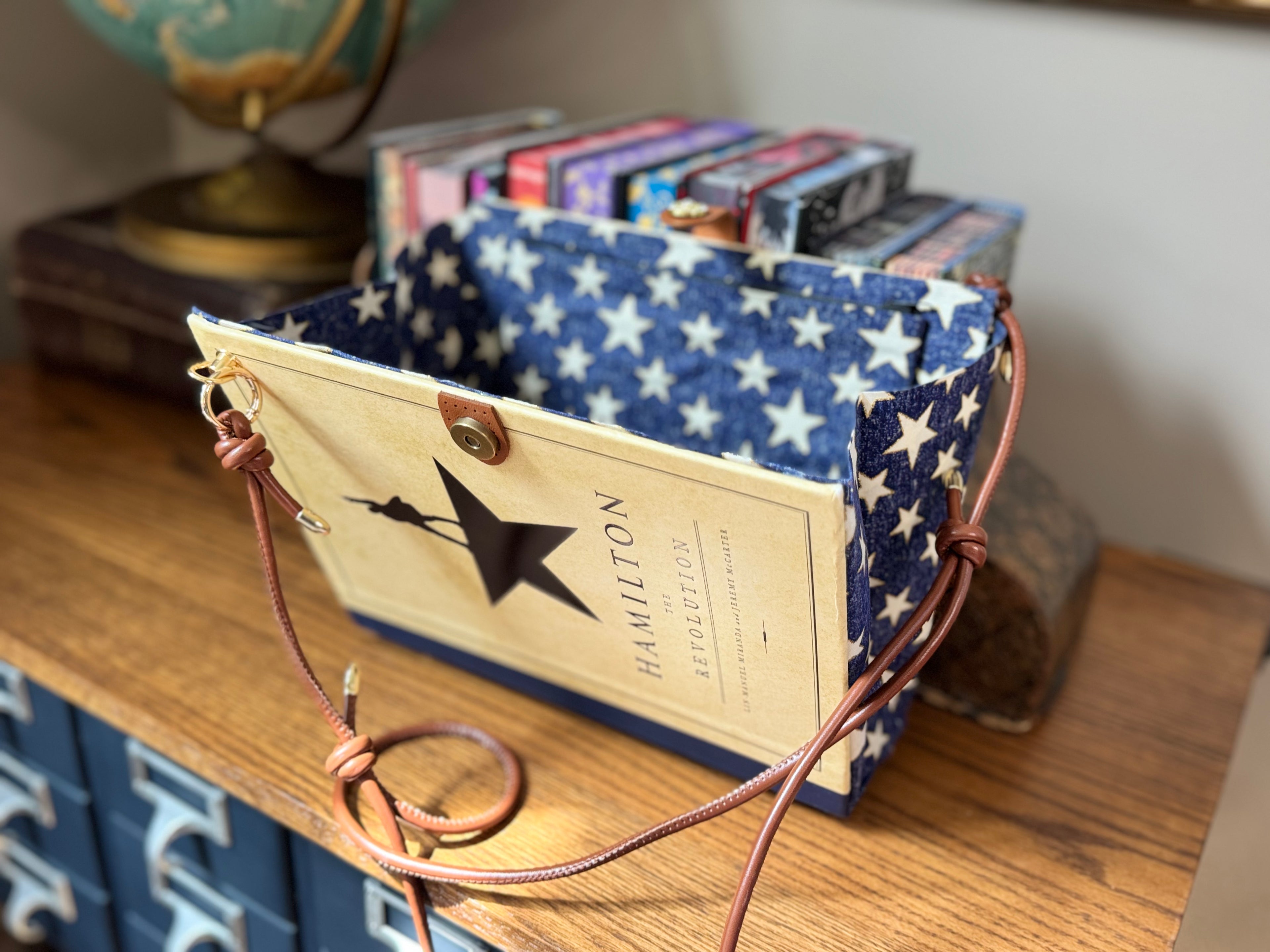 Hamilton Cross Body- Upcycled Hardcover Handbag in Blue
