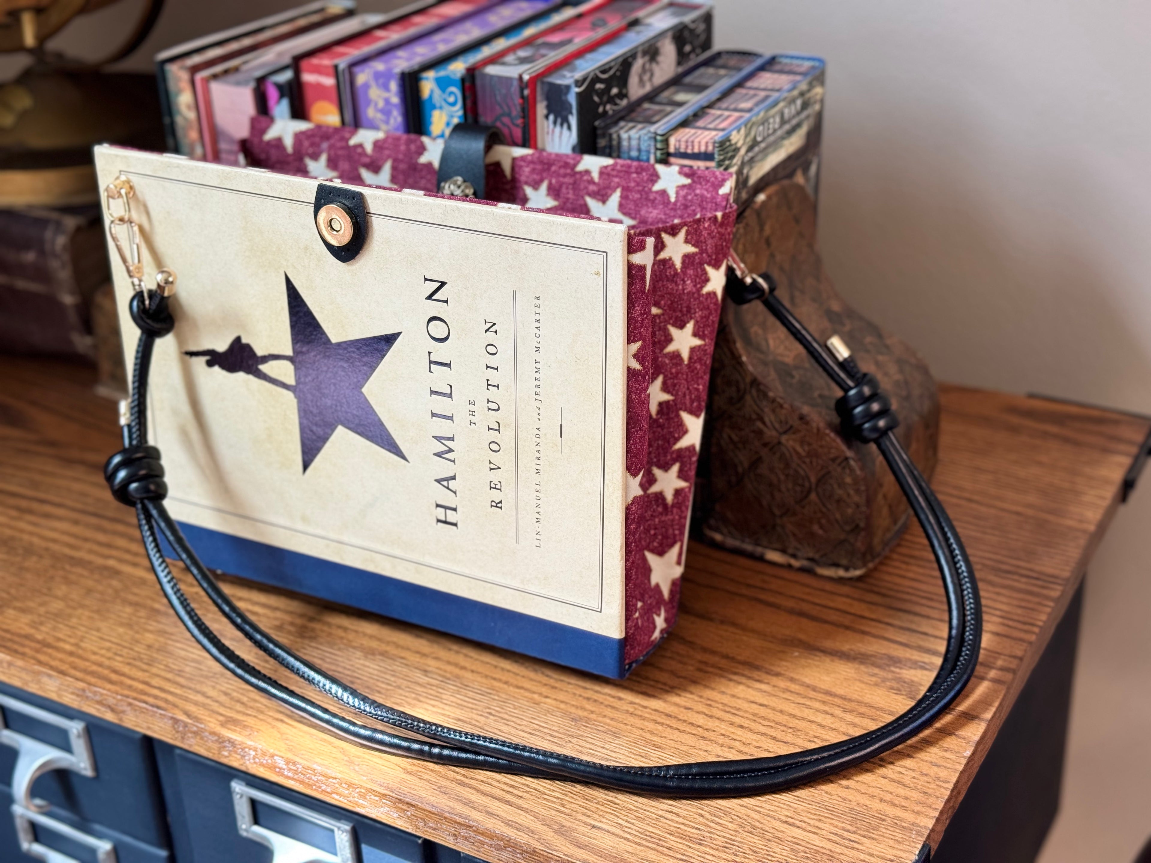 Hamilton Cross Body- Upcycled Hardcover Handbag in Red
