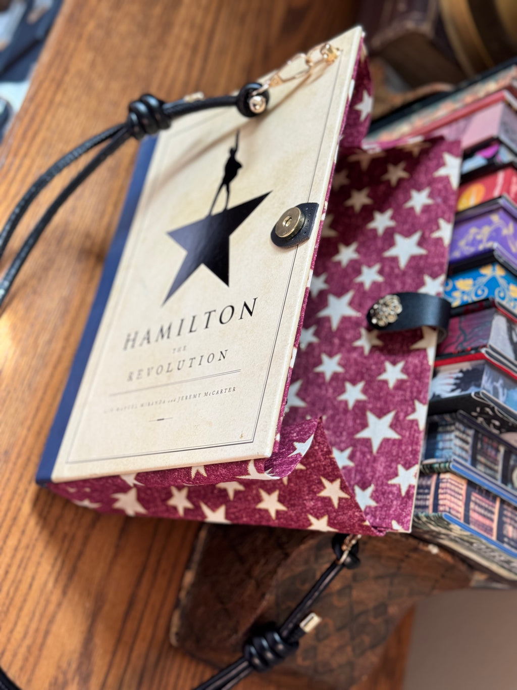 Hamilton Cross Body- Upcycled Hardcover Handbag in Red