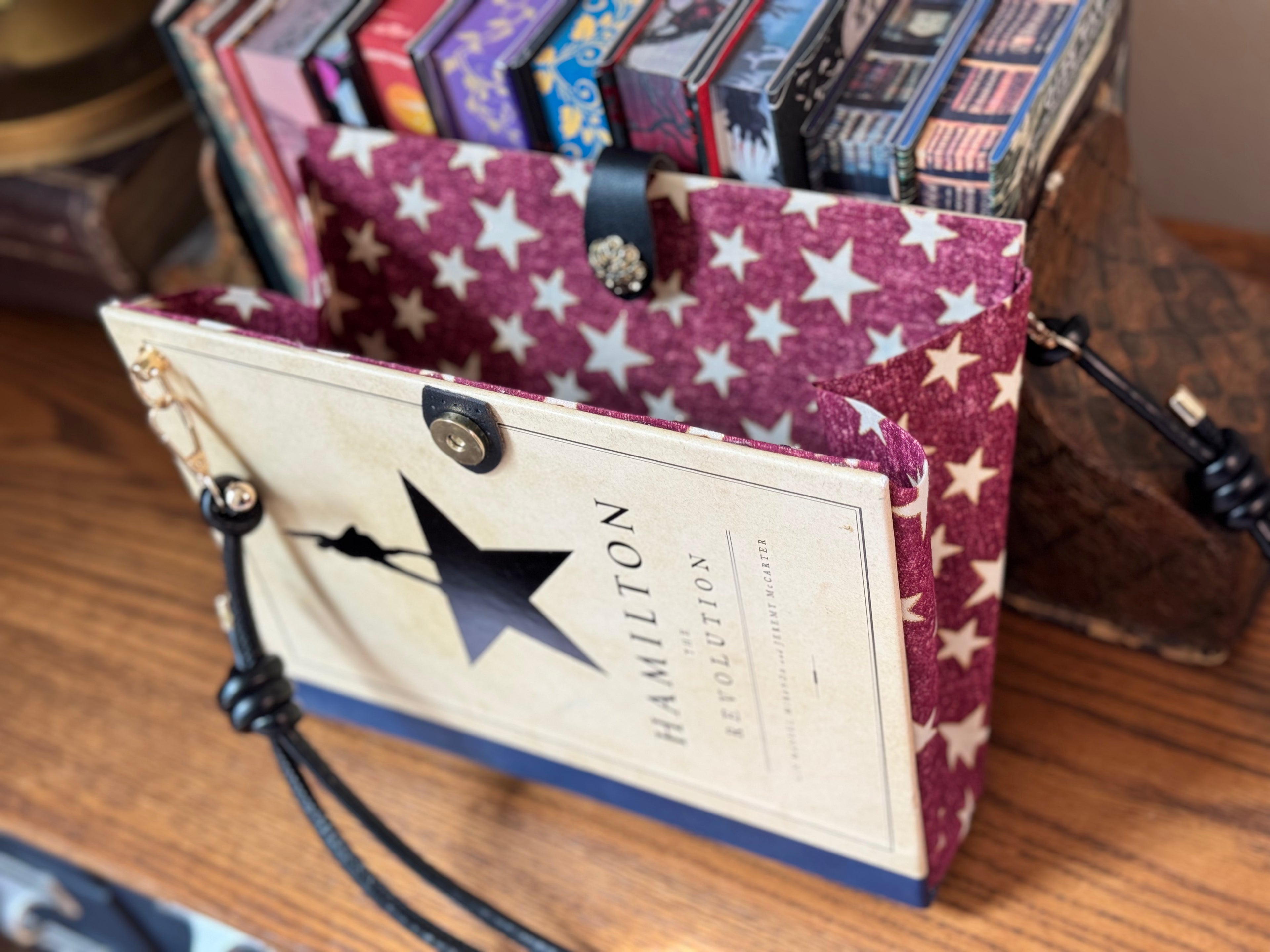 Hamilton Cross Body- Upcycled Hardcover Handbag in Red
