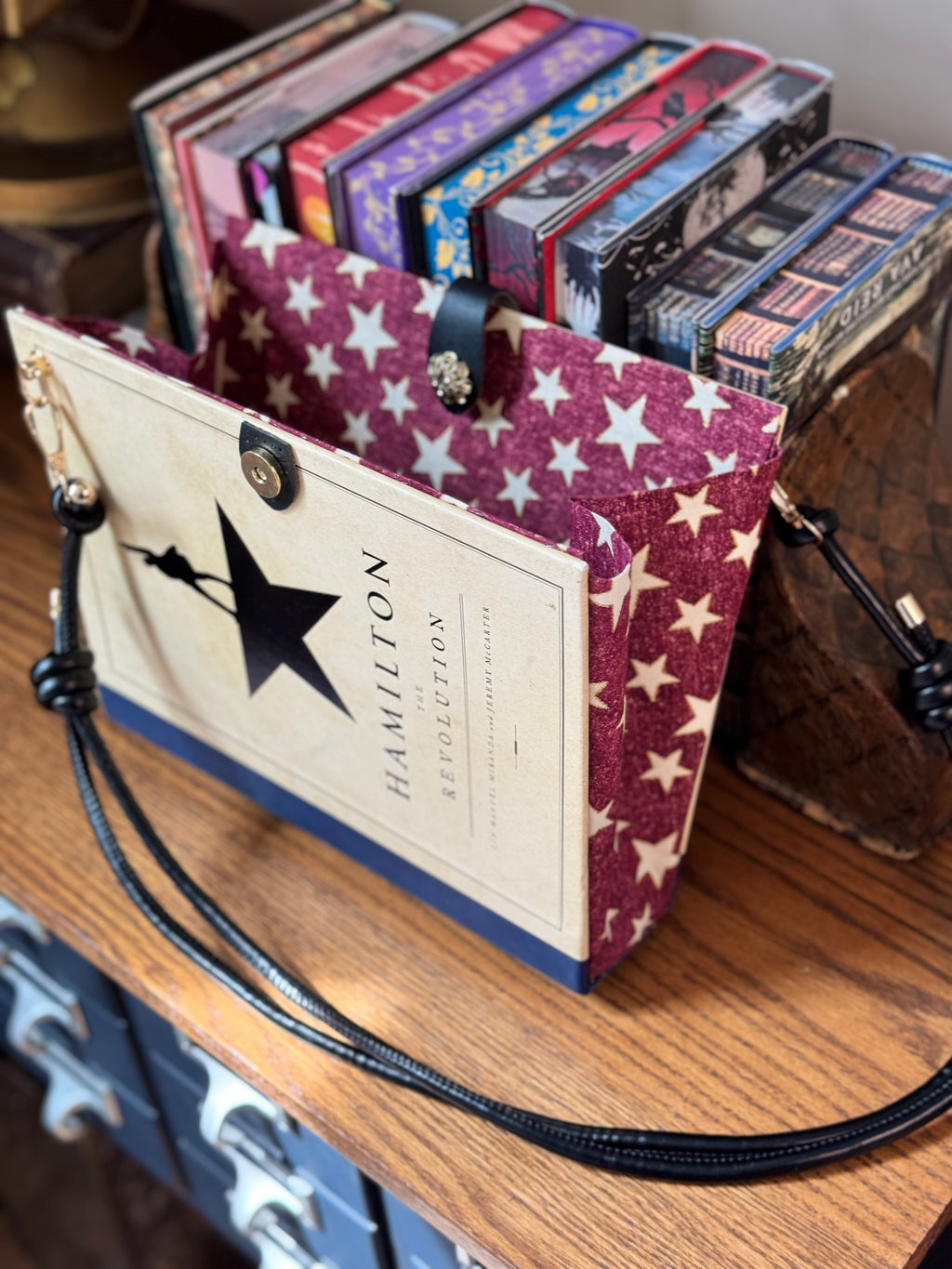 Hamilton Cross Body- Upcycled Hardcover Handbag in Red