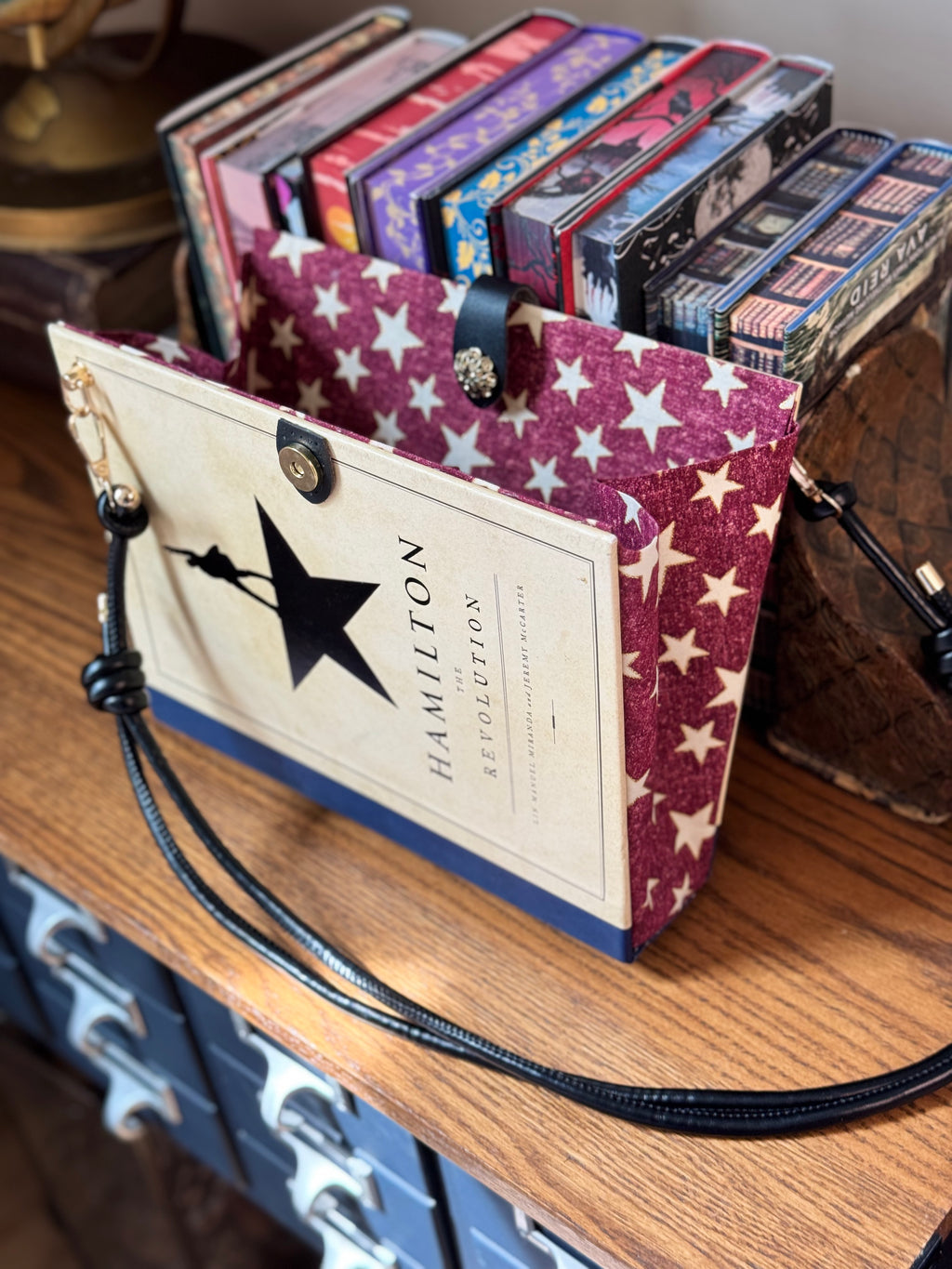 Hamilton Cross Body- Upcycled Hardcover Handbag in Red