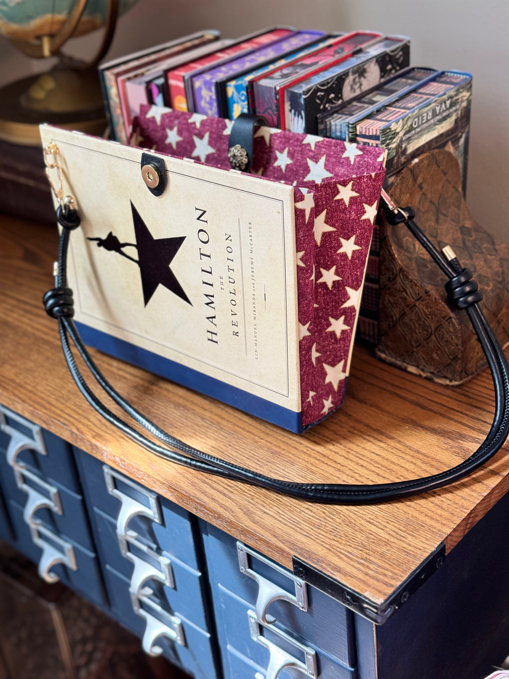 Hamilton Cross Body- Upcycled Hardcover Handbag in Red