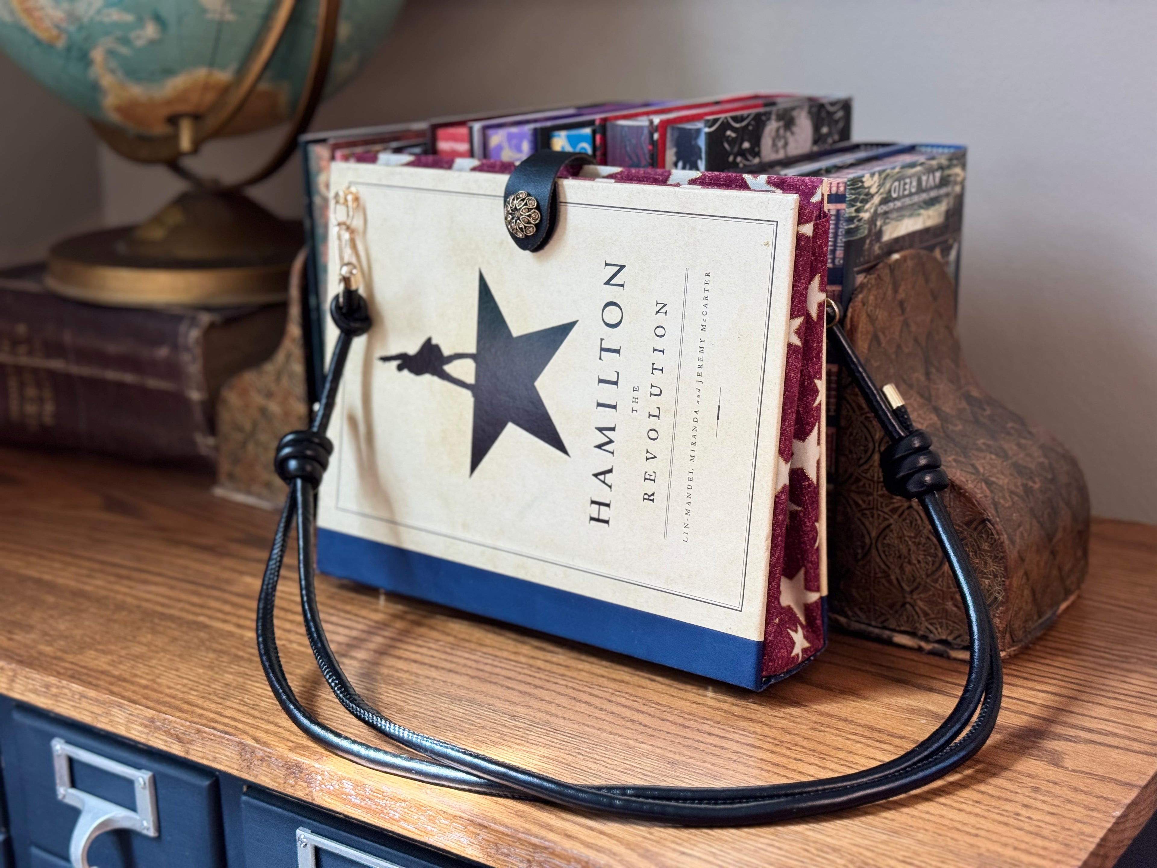Hamilton Cross Body- Upcycled Hardcover Handbag in Red