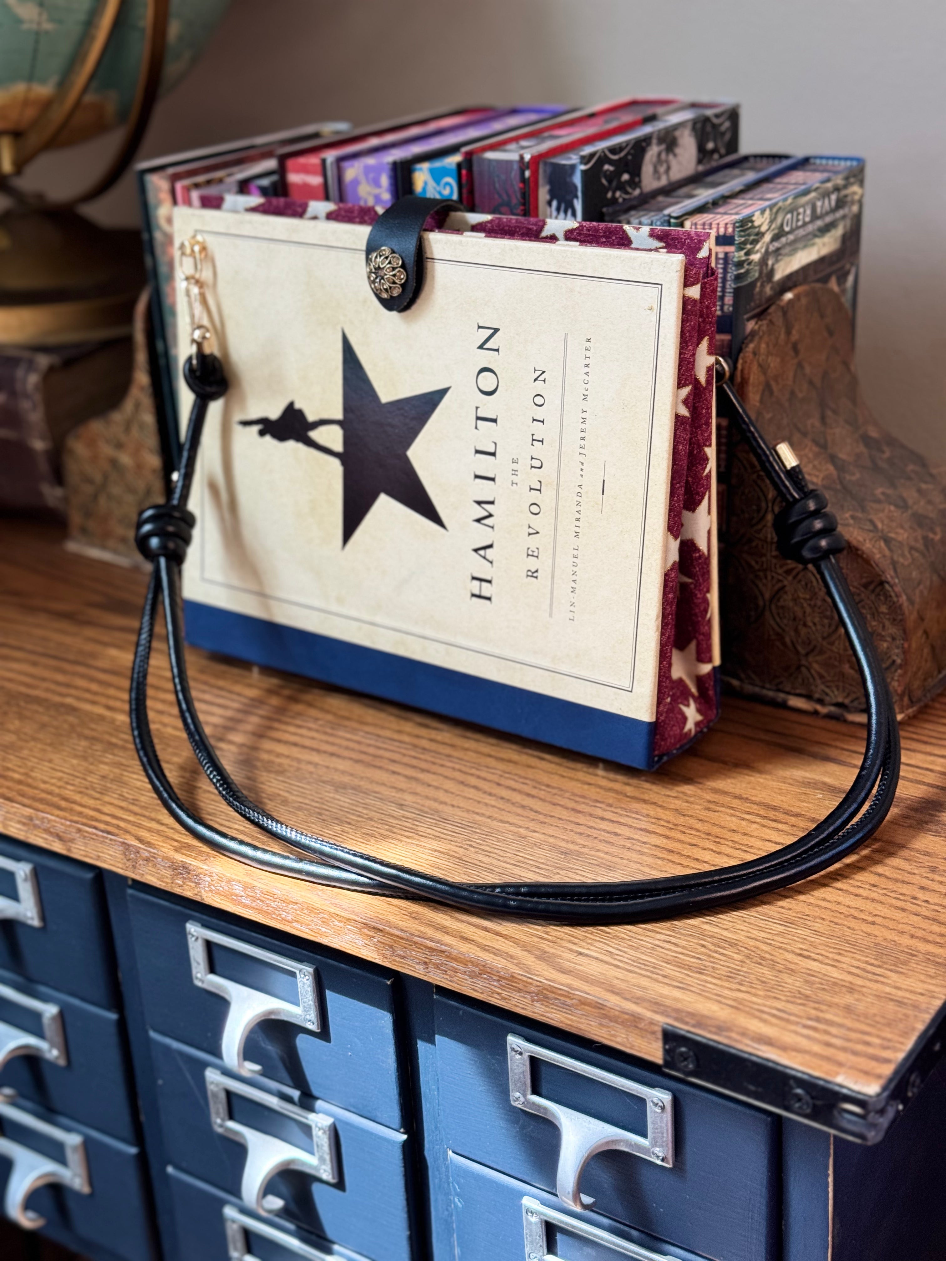 Hamilton Cross Body- Upcycled Hardcover Handbag in Red