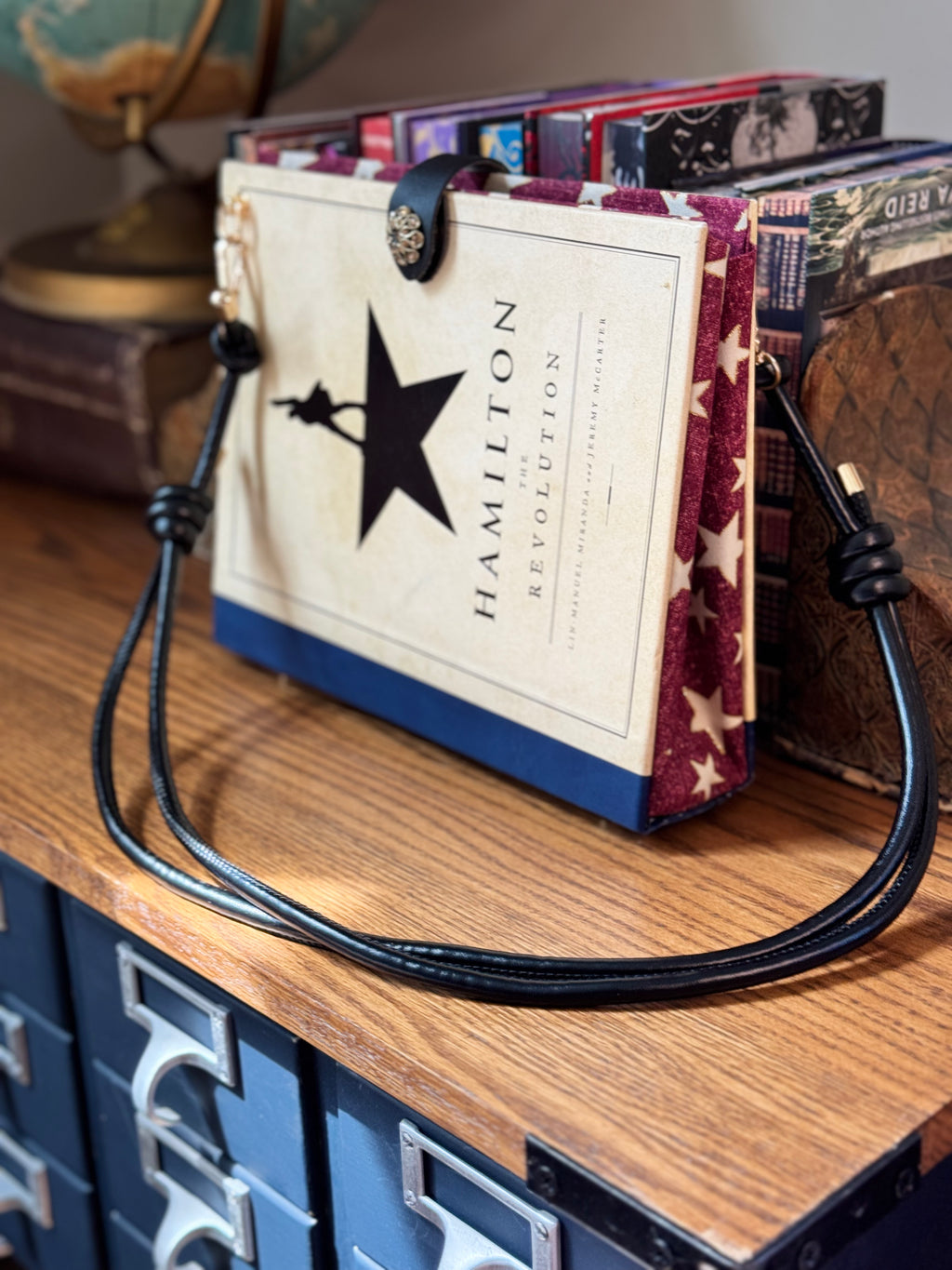 Hamilton Cross Body- Upcycled Hardcover Handbag in Red