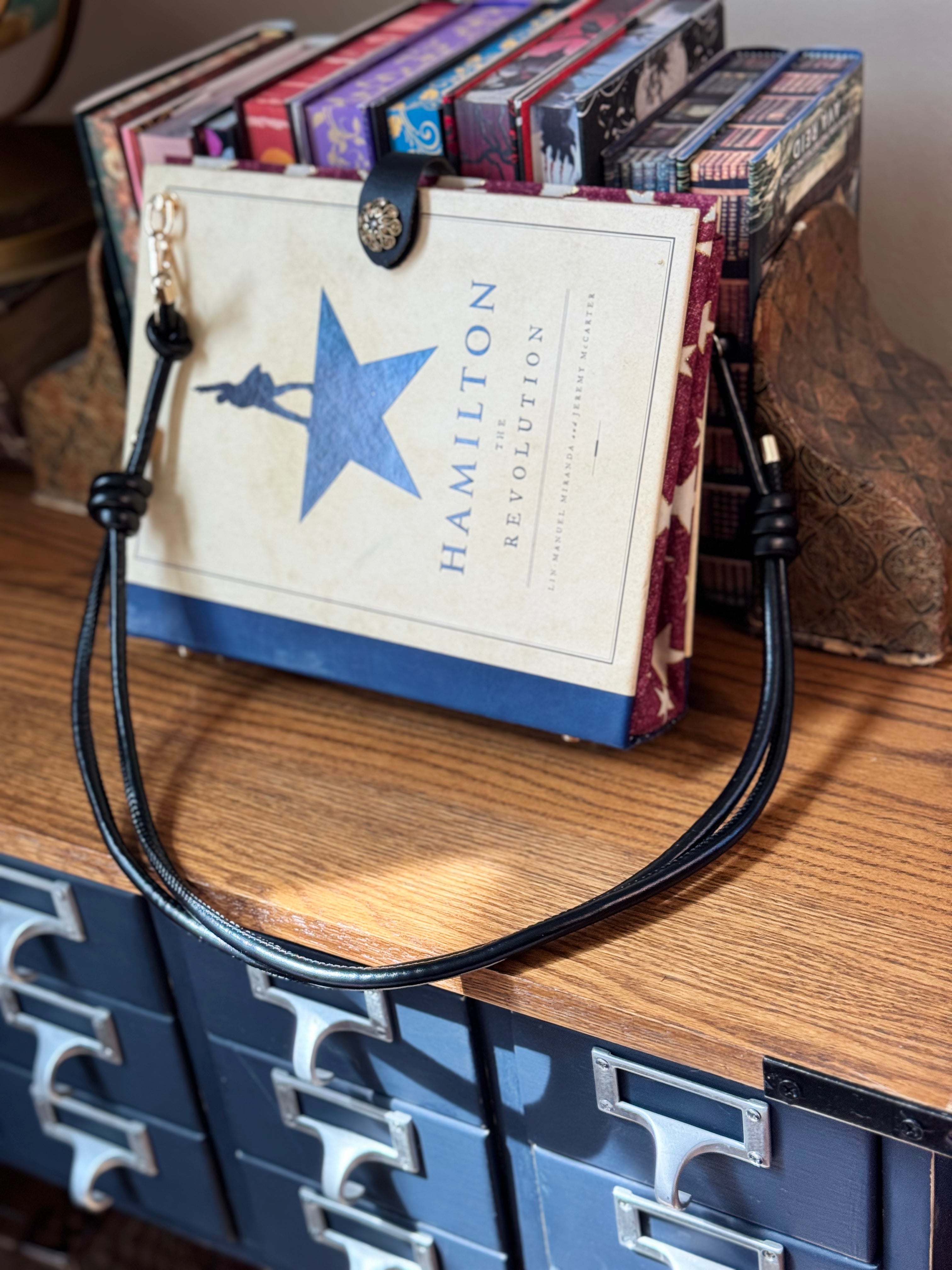 Hamilton Cross Body- Upcycled Hardcover Handbag in Red