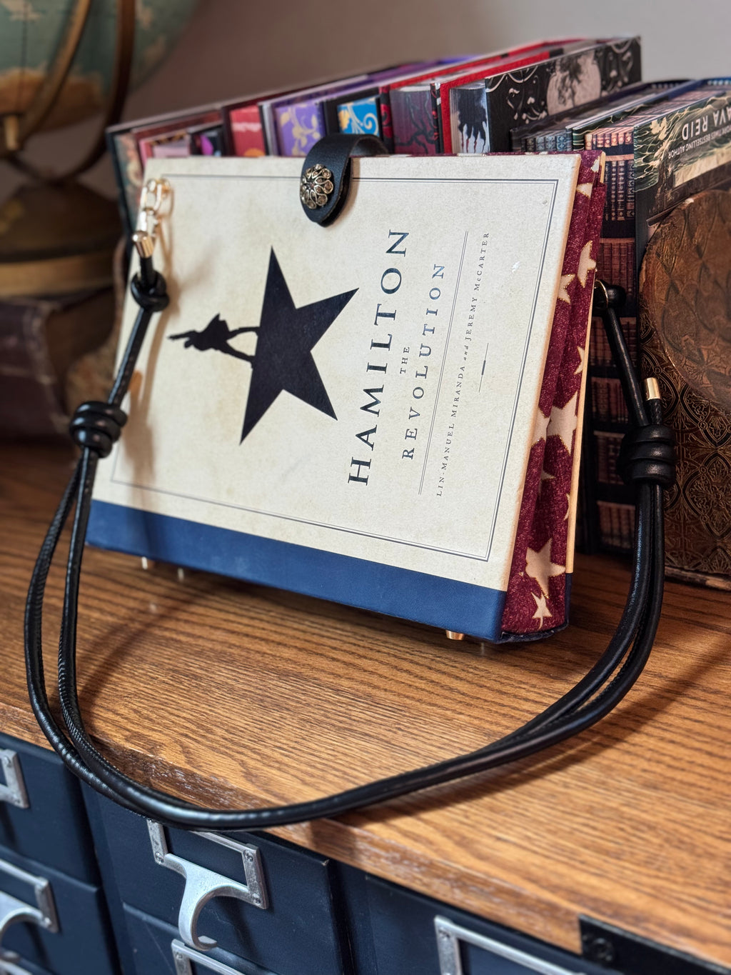 Hamilton Cross Body- Upcycled Hardcover Handbag in Red