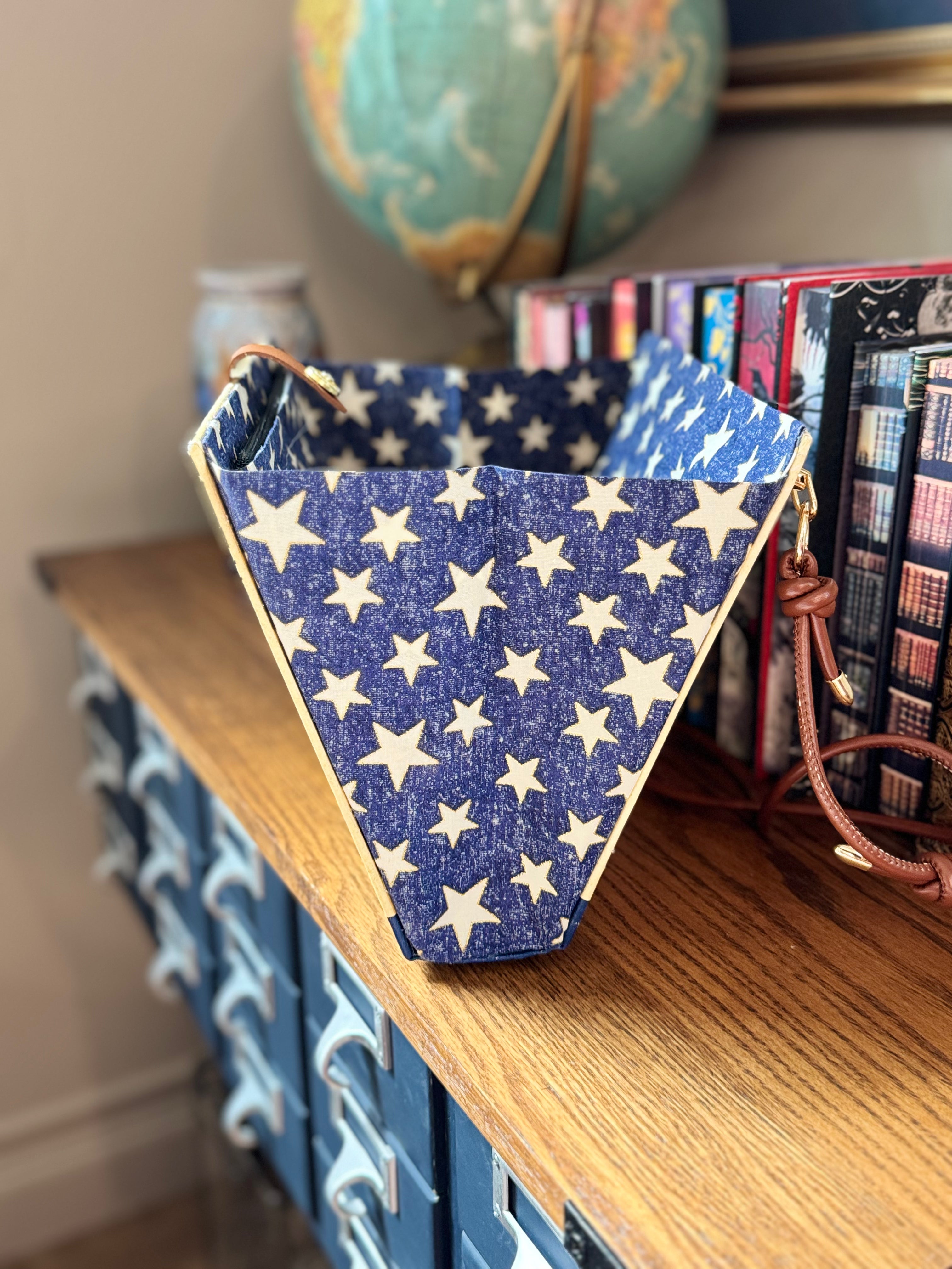 Hamilton Cross Body- Upcycled Hardcover Handbag in Blue